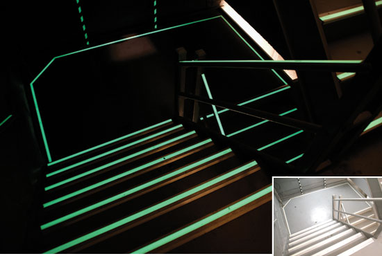 self luminous stairwell signs