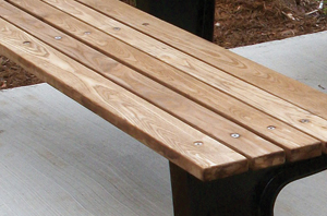 Detail of bench made from thermally modified North American hardwood