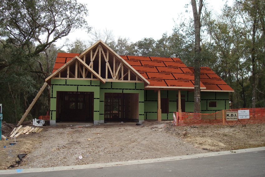 Roof sheathing systems with a water-resistive barrier integrated onto high-performance structural engineered wood panels with taped panel seams eliminate the need for felt, while increasing a home’s resiliency. 
