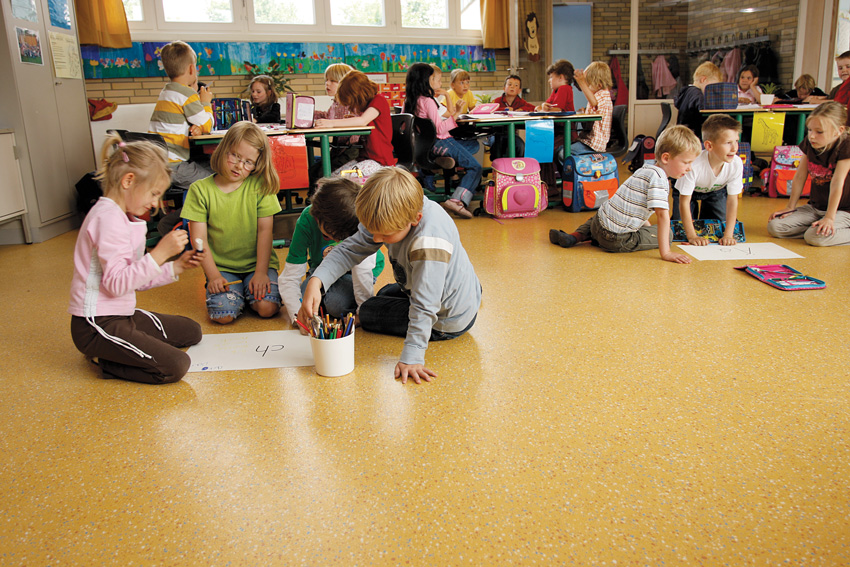 Exceptional learning environments emphasize movement and collaboration. In early grades especially, students need a comfortable, safe, healthy, and easy-to-clean floor.