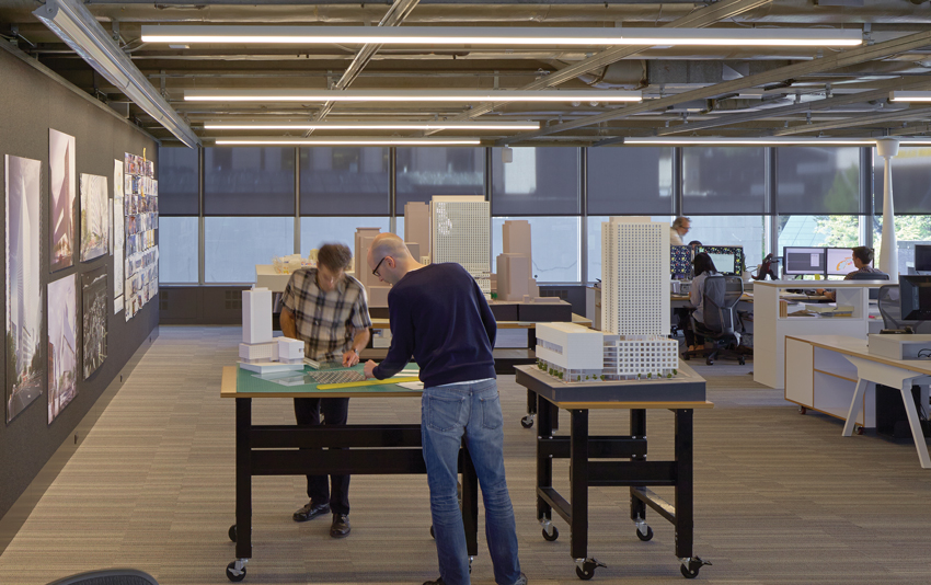 Photo of an architectural modeling studio with shades.