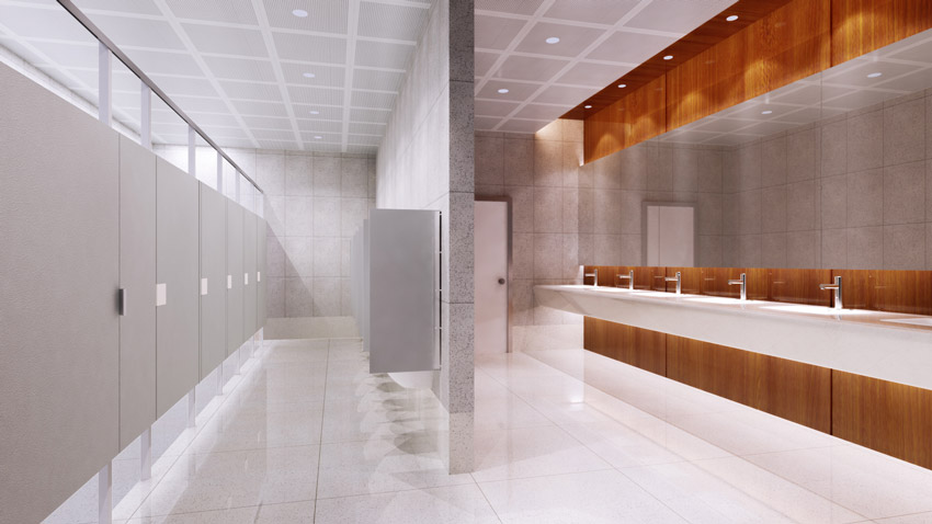Photo of public bathroom.