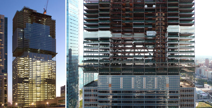 Chicago’s Blue Cross Blue Shield’s vertical expansion under construction.