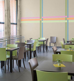 A pleasant combination of all colors works to make this space an appealing get-away for diners at the Nursing WZC De Regenboog, in Zwijndrecht, Belgium.