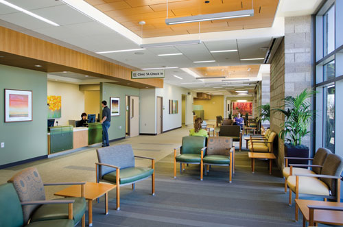 Colorful, daylit waiting area at Banner Health Clinic in Maricopa, Arizona
