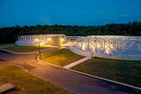 Clear span, truss supported flat covers in Brick Township, New Jersey, are designed to maximize equipment efficiency for sewage treatment.