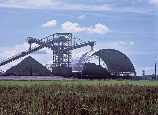 Aluminum vault in Gainesville, Florida over a coal stockpile. 