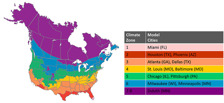 Illustration of US climate zones.