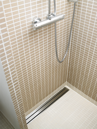 Stainless steel channel drains are both an attractive and hygienic solution for hospital and hotel settings.
