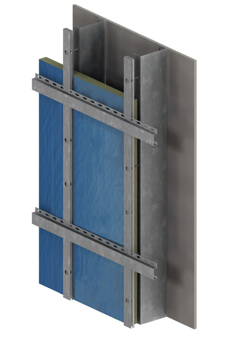 Rigid foam system with a properly designed high-bending strength girt and no thermal bridges other than fasteners.