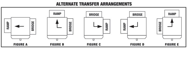 Basic instant dock: plan view and alternate configurations of the bridge and ramp.