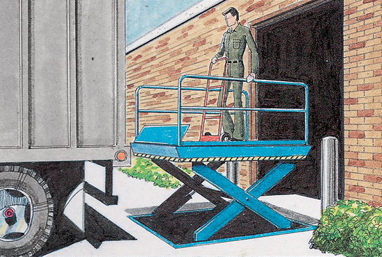 Uses of dock lift at a ground-level building.