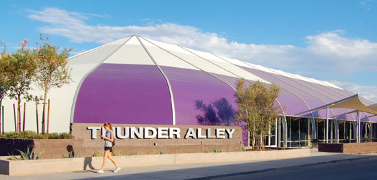 Fabric building solutions have been adapted for every market sector as can be seen in this exterior shot of a facility at Grand Canyon University.