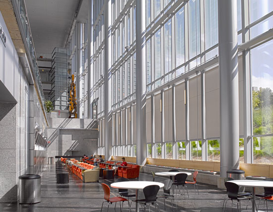 Automated shades can boost building occupant comfort while decreasing energy costs. 