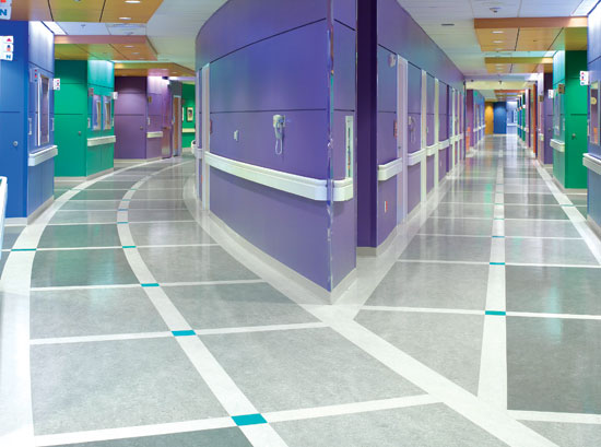 The Patewood Memorial Hospital in Greenville, South Carolina, used linoleum flooring that contributes to a positive life-cycle assessment for buildings.