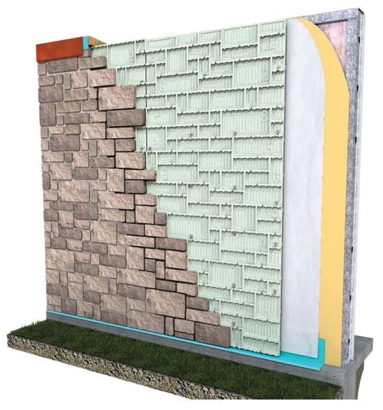 In a foam panel system, foam is applied over sheathing, flashing, and one to two layers of a weather-resistant barrier. Foam panels offer the advantage of CI, water control, and multiple patterns of face material.