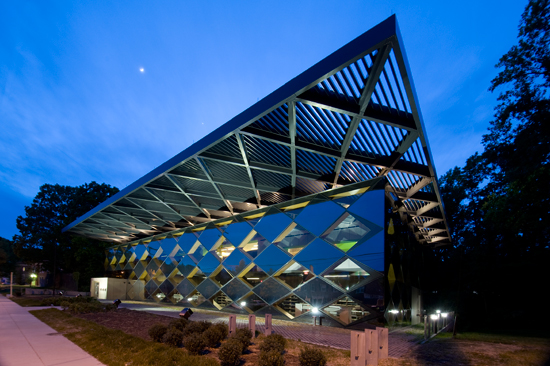 The 168,686-pound floating canopy constructed with 448 tube framing members and louvers would weigh three times as much and provide a much thicker profile if not constructed with aluminum framing members. The aluminum canopy engineered for the Francis Gregory Library supported the vision of the architect in this LEED® Gold building in Washington D.C.