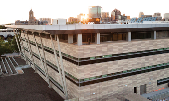 The Salt Lake City Public Safety Building used high-performance, insulated, precast panels embedded with terra cotta tiles to meet its aesthetic and energy-efficiency goals. The panels also provide the structure with the required blast resistance.