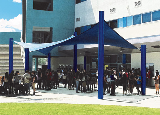 A shade structure helps limit exposure to damaging UV rays, which is especially important for children.