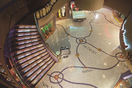 Terrazzo floors can be used to create very durable, easily maintained enticing designs that can help with wayfinding or otherwise help identify locations.