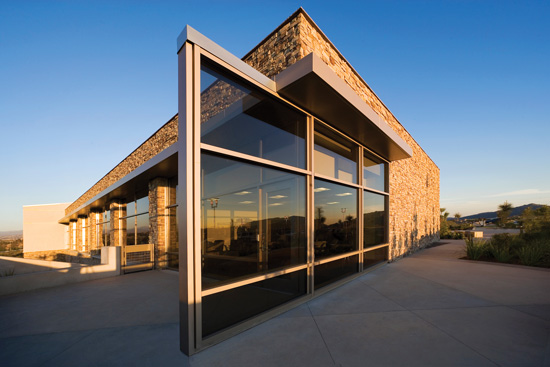 The application of manufactured stone provides a sleek, modern exterior for the Temecula Library in Temecula, California.