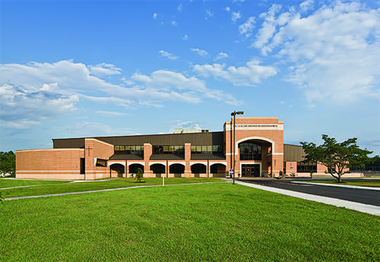 A metal roof with a solar-reflective surface helps reduce air-conditioning loads for the St. Augustine Preparatory School in Richland, New Jersey.