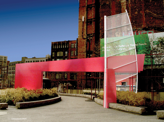 In Boston’s Chinatown Park, the duplex system provided striking color and corrosion resistance, creating long-lasting iconography for area residents and visitors.