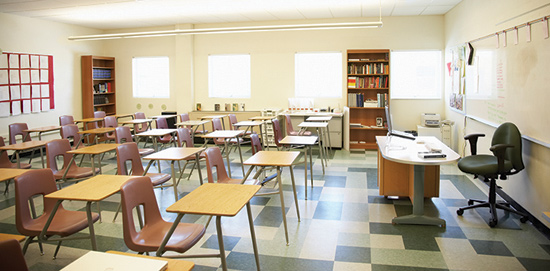 Specially formulated gypsum board can be used to absorb and eliminate specific VOCs from the air in classrooms. The VOCs are given off by furniture or other sources. 