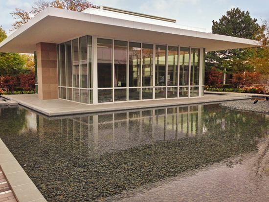 The renovation of the Oakbrook, Illinois, shopping center includes a 32-foot-wide by 14-foot-tall bi-parting, thermally broken lift and slide door system that provides direct access to the mall's courtyard.