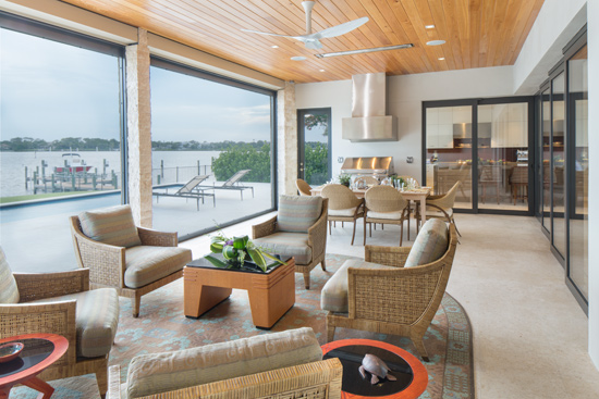 The wide 62-inch panels in this Jupiter, Florida home ensures maximum views of the ocean with a minimum of obstructions.