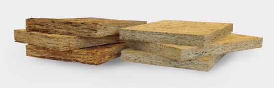 High-performance engineered wood panels show considerably less swelling from moisture absorption after a 24-hour water soak test, when compared to traditional OSB.