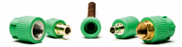 PP-R transition fittings allow PP-R pipe in systems that also use copper, PEX, steel and other piping materials.