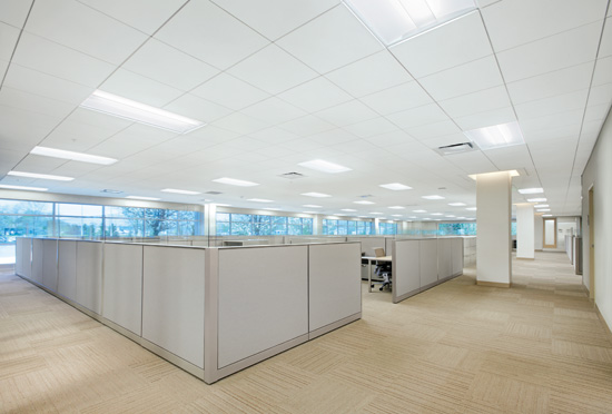 High-performing mineral fiber ceilings are good choices where noise from occupants is likely to reach high decibel levels, such as in crowded offices or school cafeterias.