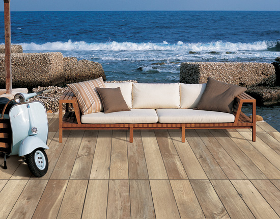 Because porcelain tiles are fireproof they provide an ideal alternative to wood decking.