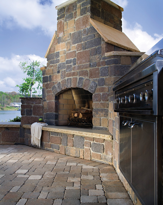 Manufactured masonry veneer in thin and full-profile styles creates distinctive outdoor spaces.