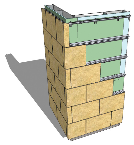 Track systems are used to hang thin veneer in either vertical or horizontal applications.