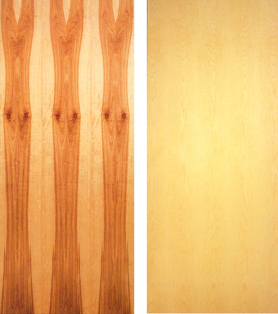 The accompanying image showcases differences between a select white veneer vs. a natural veneer.