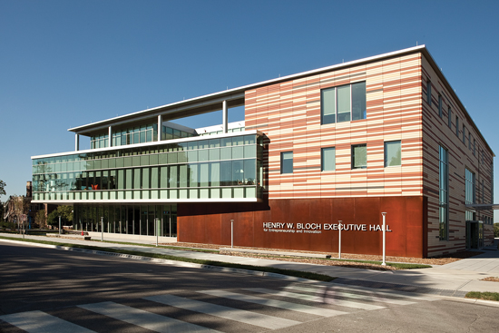 This high-performance, precast concrete enclosure at the Bloch School, University of Missouri, uses embedded terra cotta on precast panels with 4” of continuous insulation (edge-to-edge) to provide a very efficient high-performance enclosure system.