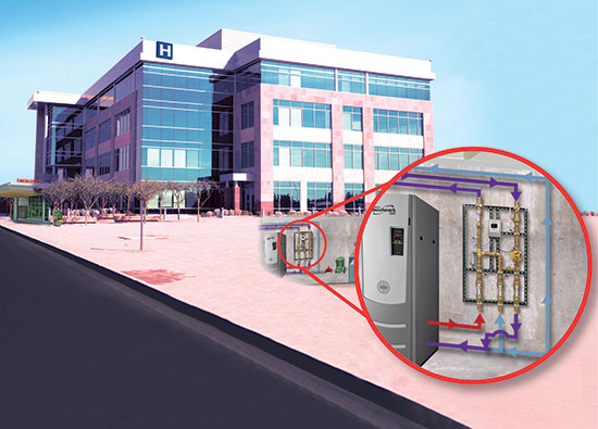 A digital mixing and recirculation station provides safer hot water delivery in commercial and institutional buildings.