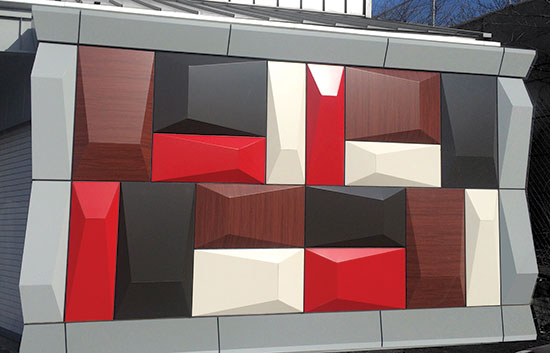 Three-dimensional aluminum composite panels are available in a wide variety of sizes, colors, and patterns to create a truly dynamic concave or convex facade.