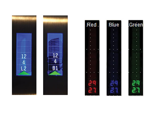 Examples of LCD (left) and segmented LED in-car annunciator models.