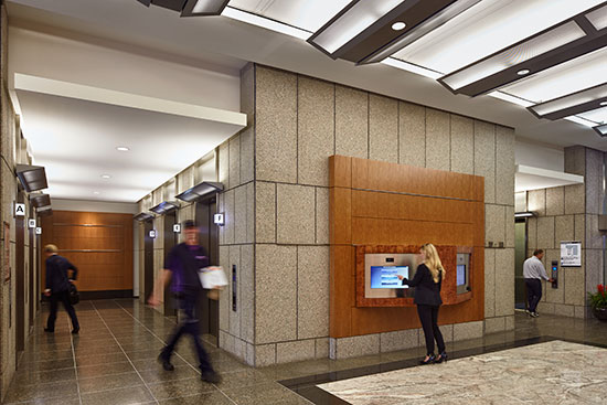 A DD system allows passengers to easily access information such as building facilities and tenant locations.