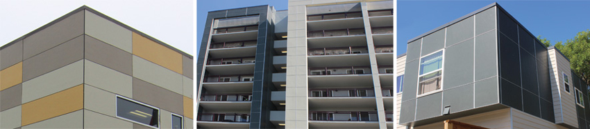  Exterior cladding with various types of aluminum trim contribute to a wide variety of exterior design approaches for multifamily housing projects. 