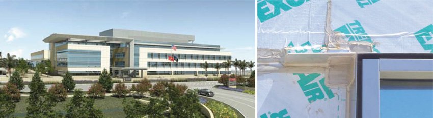 Left - rendering of the Naval Hospital.  Right - close-up of a joint.