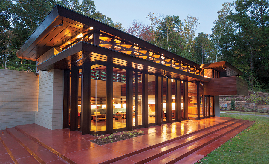 Frank Lloyd Wright's Bachman Wilson House was recently moved from its original site in Millstone, New Jersey, to the grounds of Crystal Bridges in Bentonville, Arkansas.