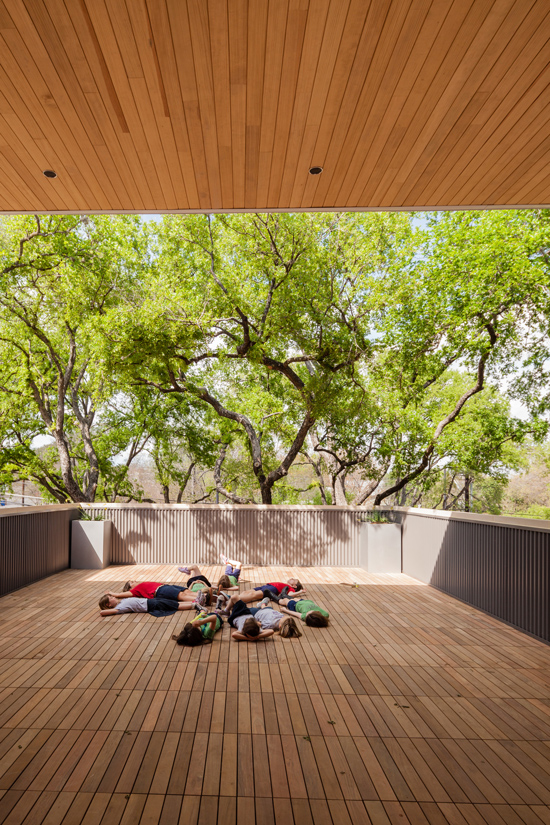 Roof decks at The Girls’ School of Austin, Texas, provide outdoor learning spaces integrated into the campus.