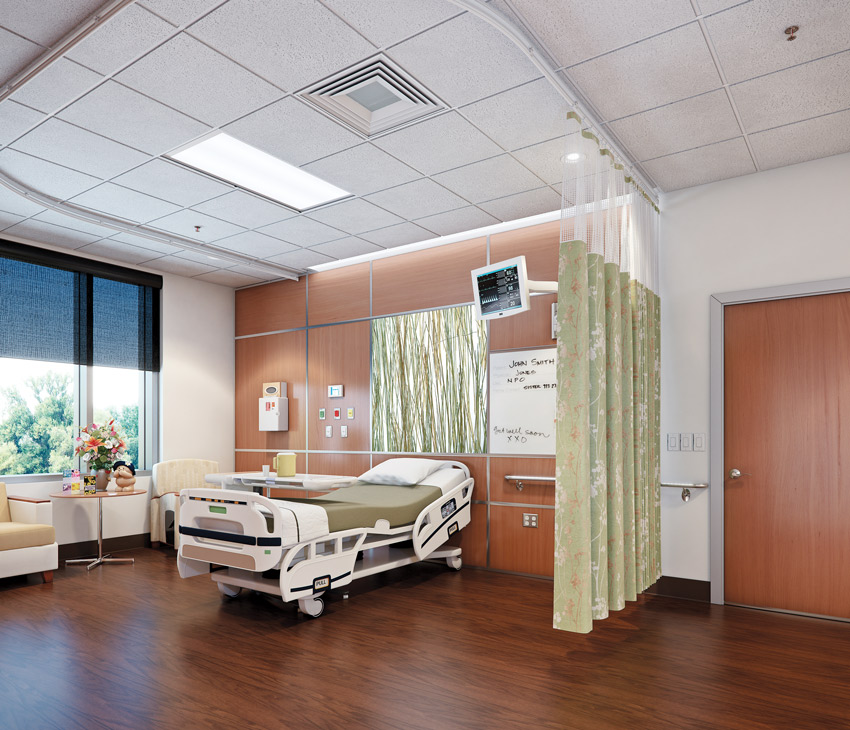 Photo of a hospital room.