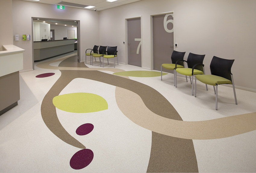Photo of the floor of a health care facility.