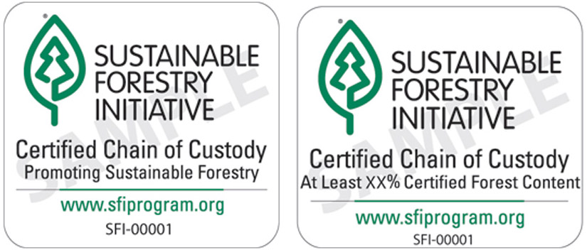 Sustainable Forestry Initiative chain of custody label.