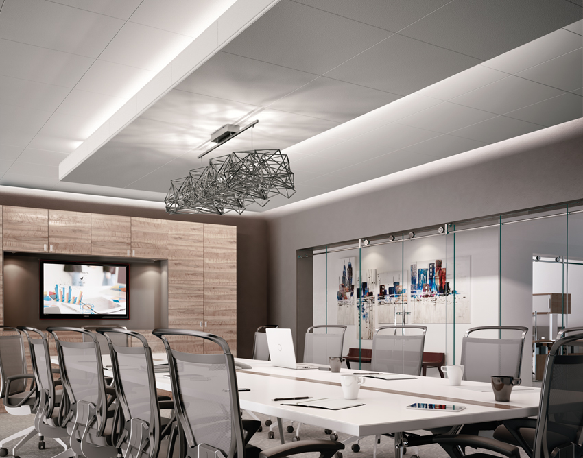 Direct and indirect cove lighting: pre-engineered extruded aluminum light coves with integrated light fixtures provide predictable lighting performance.

